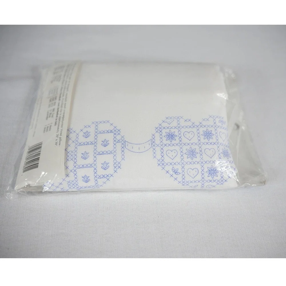 Bucilla Embroidery Kit Pillowcase Standard White NEW Quilted Hearts 64089 Pair